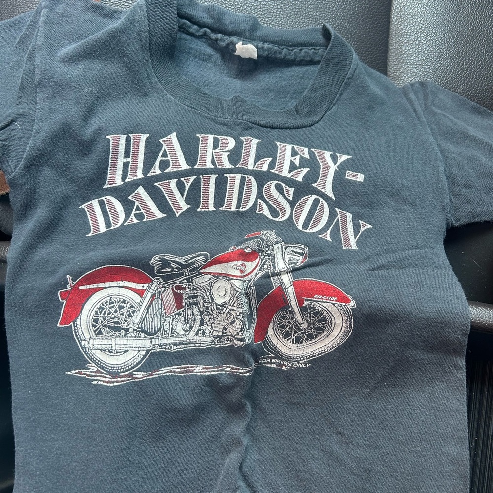 Vintage Harley-Davidson Kids Black Graphic Motorcycle Tee